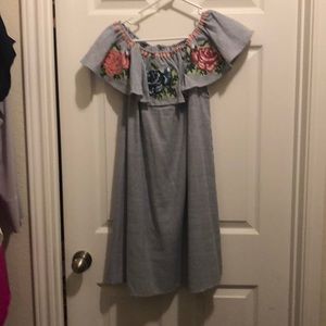 Velzera embroidered off shoulder dress